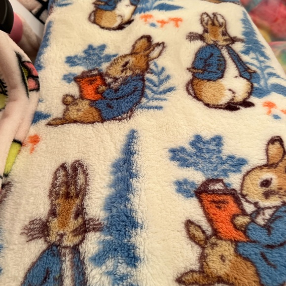 2 soft plush blankets blue and purple Beatrix Potter and Peter Rabbit, new w tag - Picture 2 of 7
